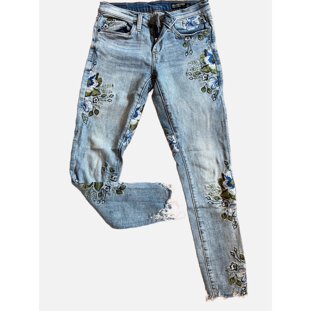 Blank NYC Floral Embroidered 'Back To Nature' Ankle Crop Skinny Jeans